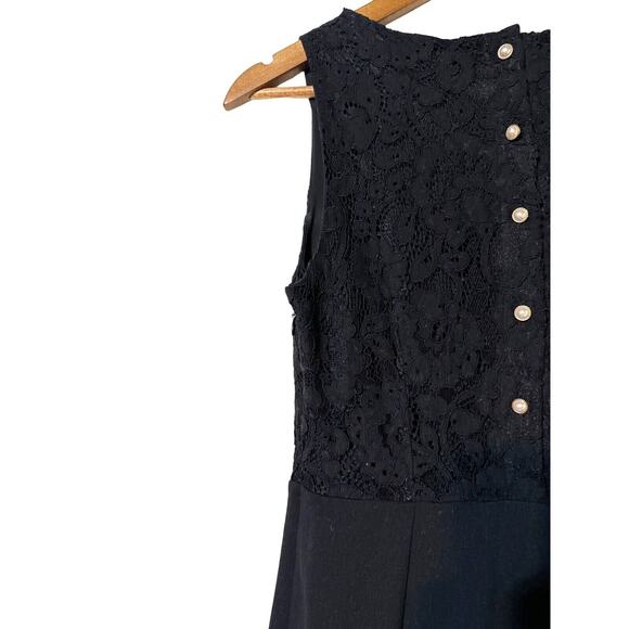 Nicole Miller Dress Women's 4 Floral Lace Bodice Black Closure Back Pearl Button - Picture 4 of 8